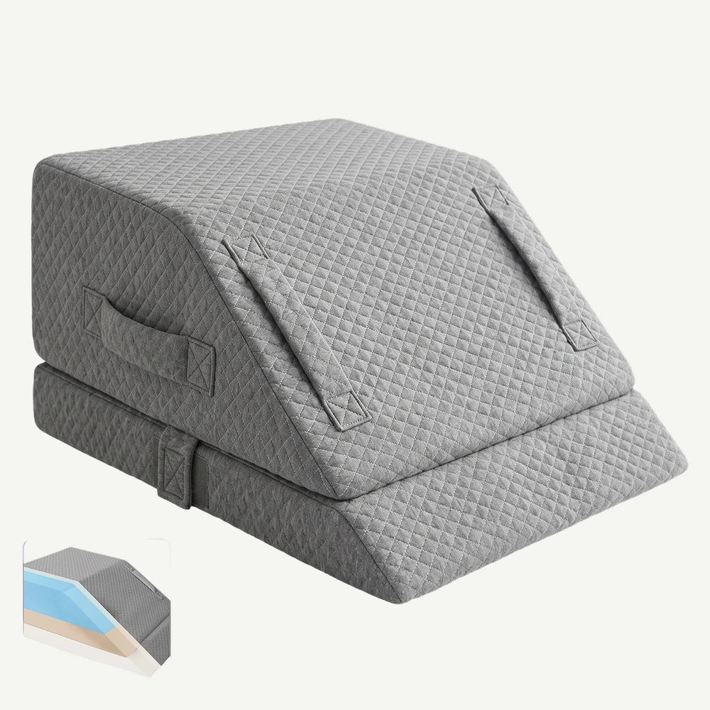 Perna ortopedica ridicare picioare memory foam, inaltime reglabila, husa Tencel, Gri