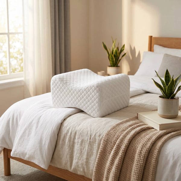 Perna ortopedica genunchi memory foam, husa bambus, Alb – imaginea 4