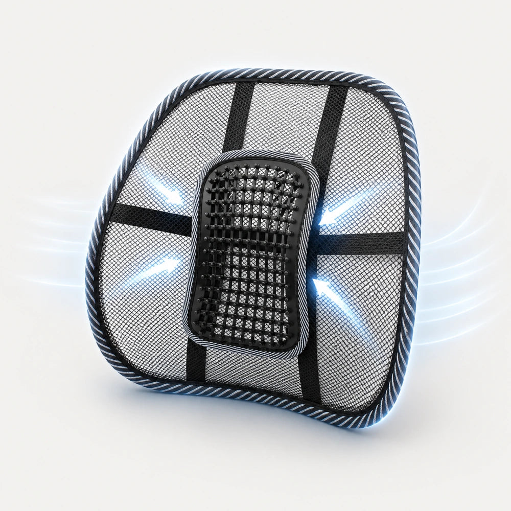 Suport lombar pentru scaun cu efect presopunctura ORTO LOMBAR Mesh, Negru/Gri