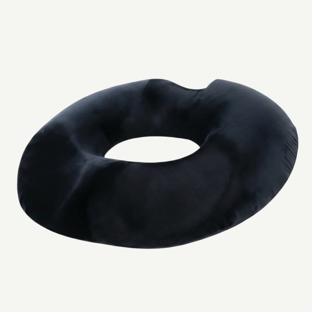 Perna ortopedica sezut antihemoroizi tip colac, memory foam, Negru