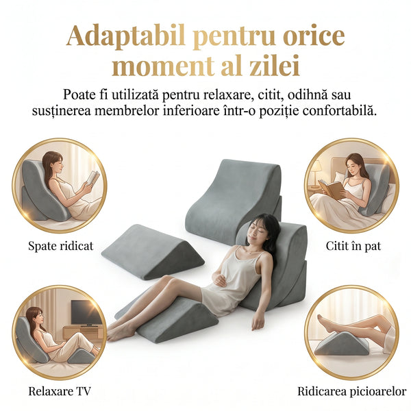 Perne ortopedice din memory foam pentru recuperare, set de 3, gri