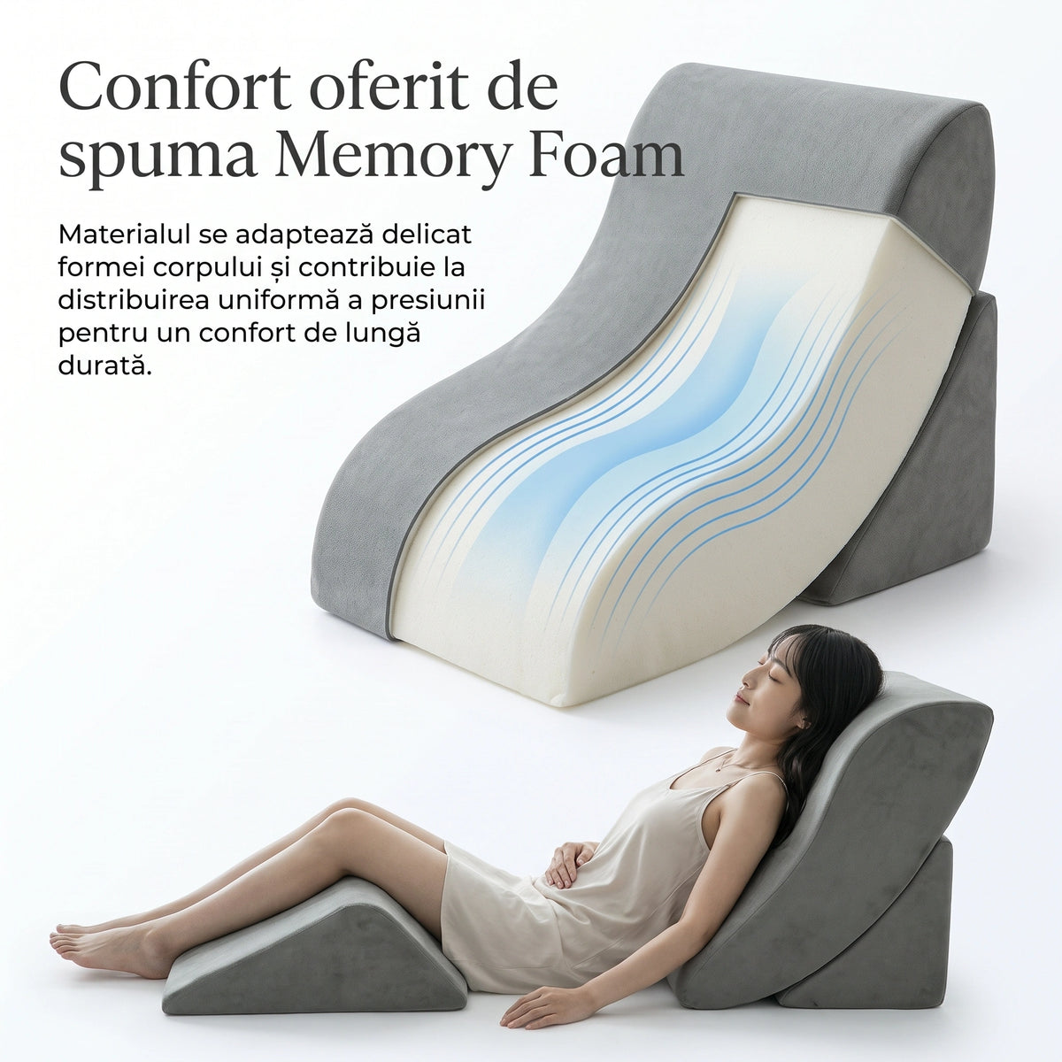 Set 3 perne ortopedice memory foam pentru recuperare, imaginea 4