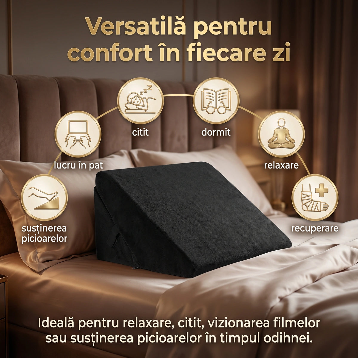 Pernă multifuncțională 7 în 1 din memory foam neagră, imaginea 6