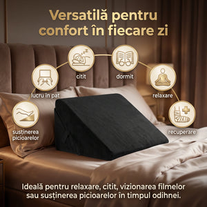 Perna multifunctionala 7-in-1 memory foam pliabila, cap/spate/picioare, Negru – imaginea 6