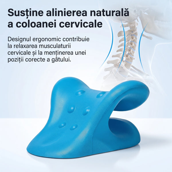 Dispozitiv tractiune cervicala memory foam pentru gat si postura, Alb – imaginea 2