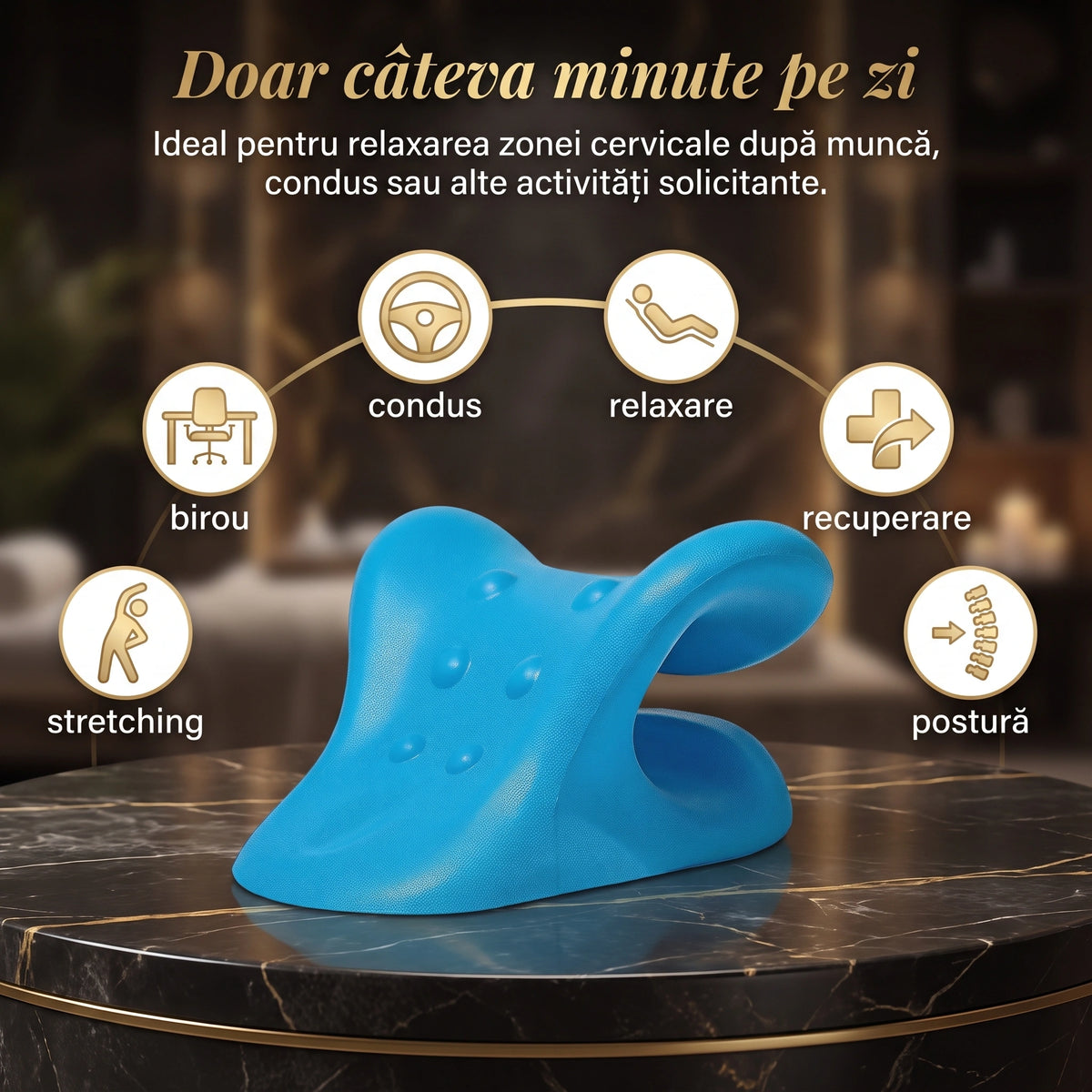 Dispozitiv tracțiune cervicală memory foam pentru gât, imaginea 6
