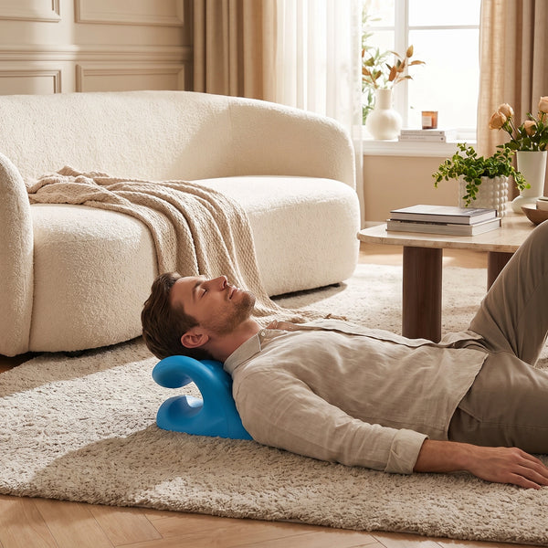 Dispozitiv tractiune cervicala memory foam pentru gat si postura, Alb – imaginea 7