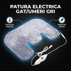 Pătură electrică pentru gât și umeri, în gri