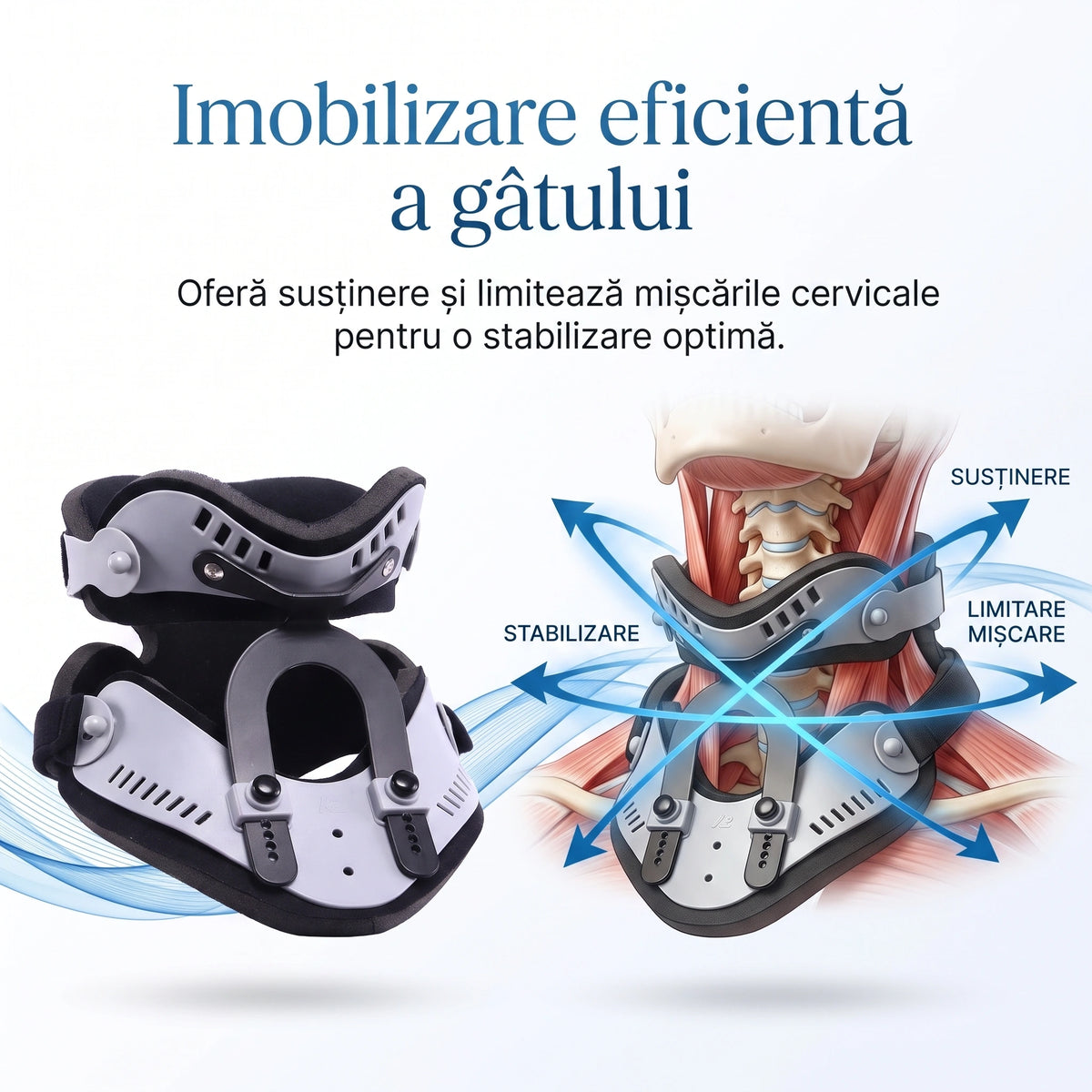 Gulerul cervical ortopedic cu reglaj pentru imobilizarea gâtului