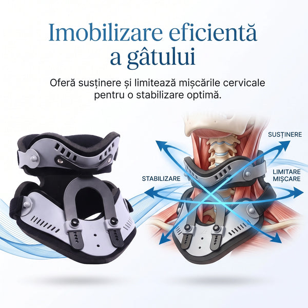 Gulerul cervical ortopedic cu reglaj pentru imobilizarea gâtului