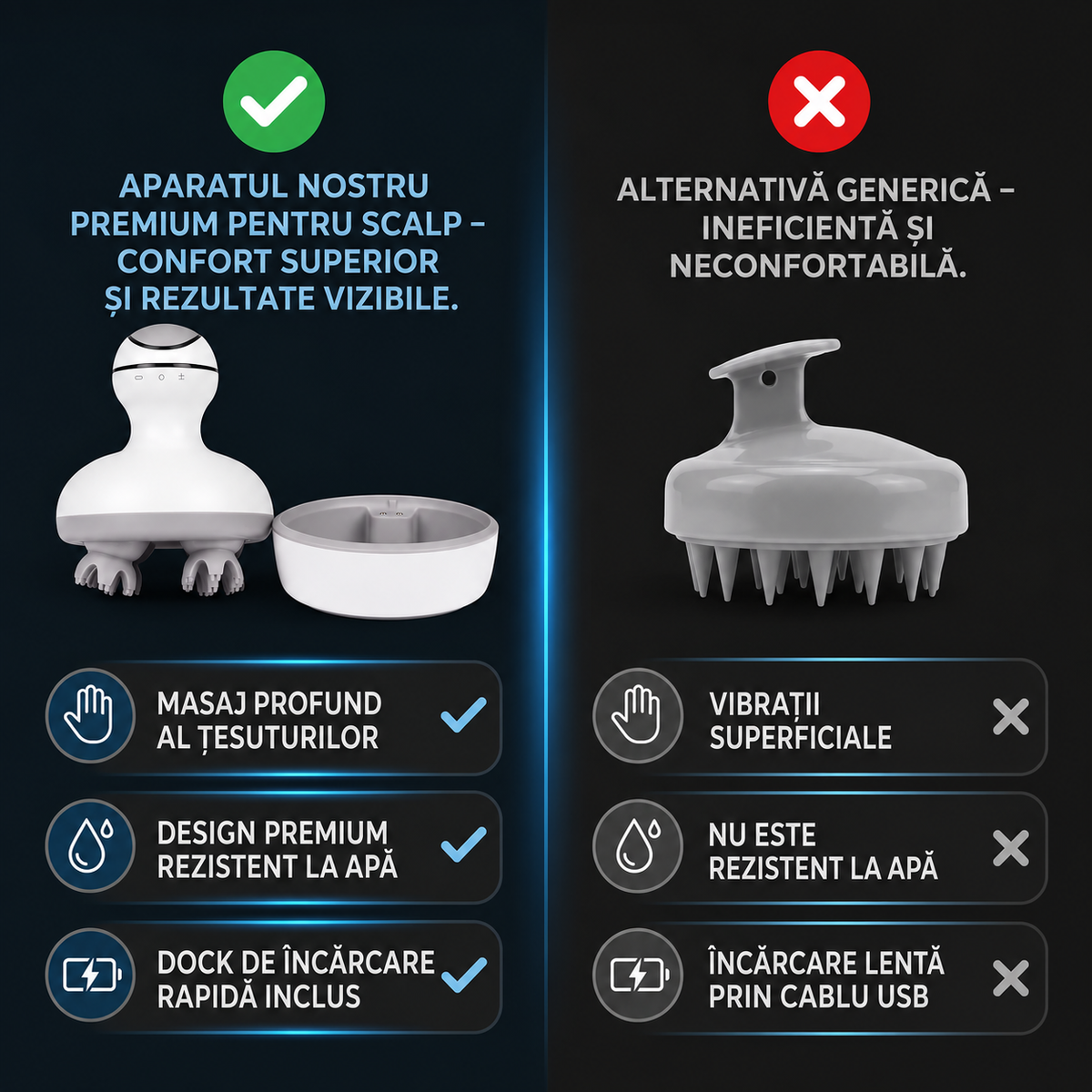 Aparat masaj scalp și cap wireless, alb, imaginea 6