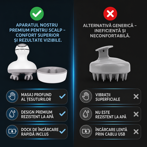Aparat masaj scalp și cap wireless, alb, imaginea 6