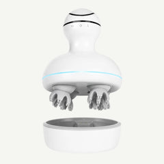 Aparat de masaj pentru scalp wireless alb, cu 4 capete din silicon