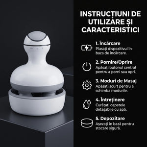 Aparat masaj scalp și cap wireless, alb, imaginea 4
