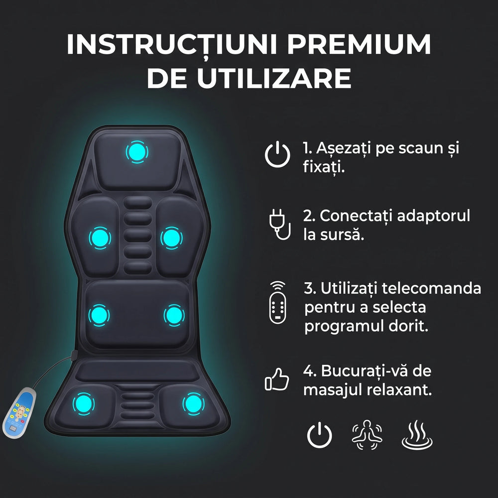 Saltea masaj scaun cu vibrații și încălzire, imaginea 5