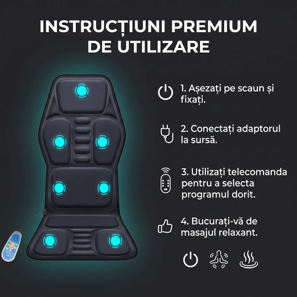Saltea masaj scaun cu vibrații și încălzire, imaginea 5