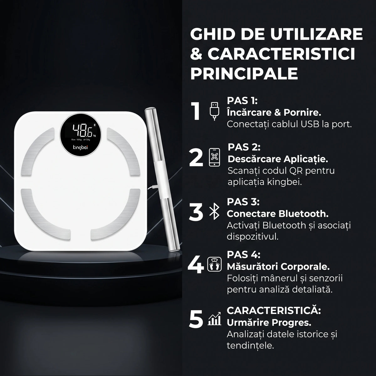 Cântar inteligent cu analiză corporală ORTO 167, imaginea 6