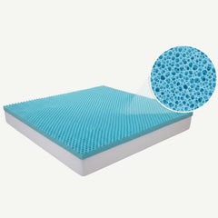 Topper ortopedic saltea spuma memorie gel cooling, husa bambus, Albastru