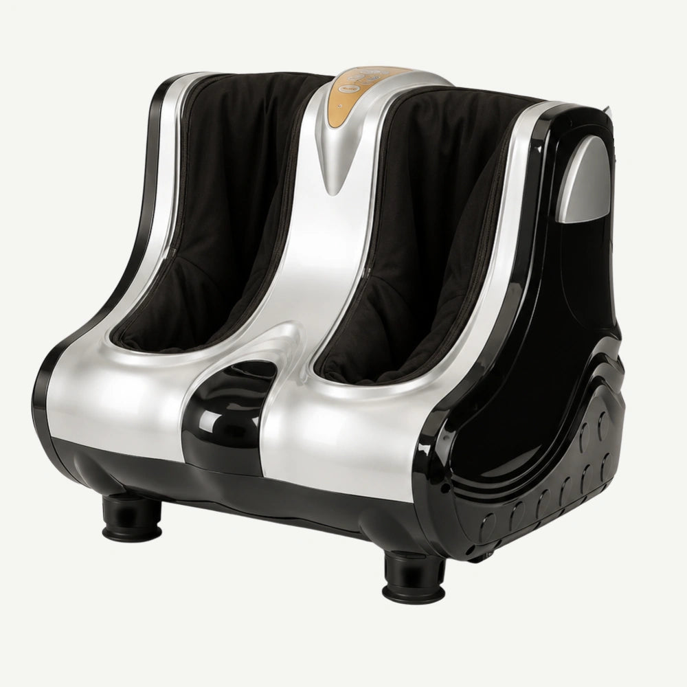 Aparat de masaj gri pentru picioare, gambe și tălpi, cu role Shiatsu