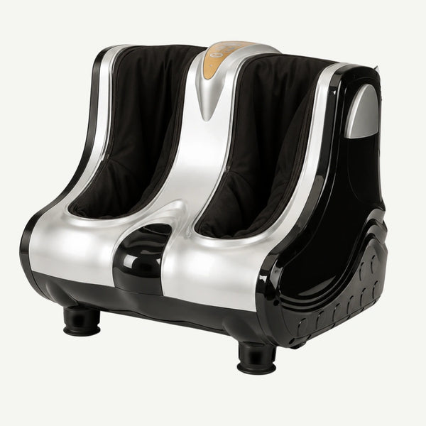 Aparat de masaj gri pentru picioare, gambe și tălpi, cu role Shiatsu