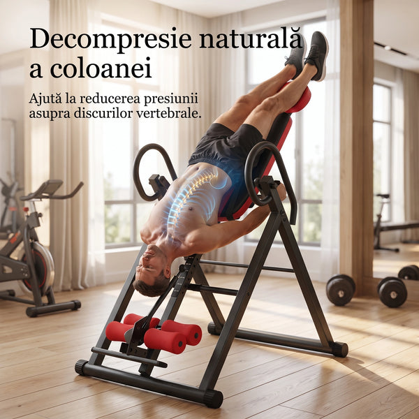 Masa de inversie reglabila pentru decompresie coloana, Negru/Rosu – imaginea 3