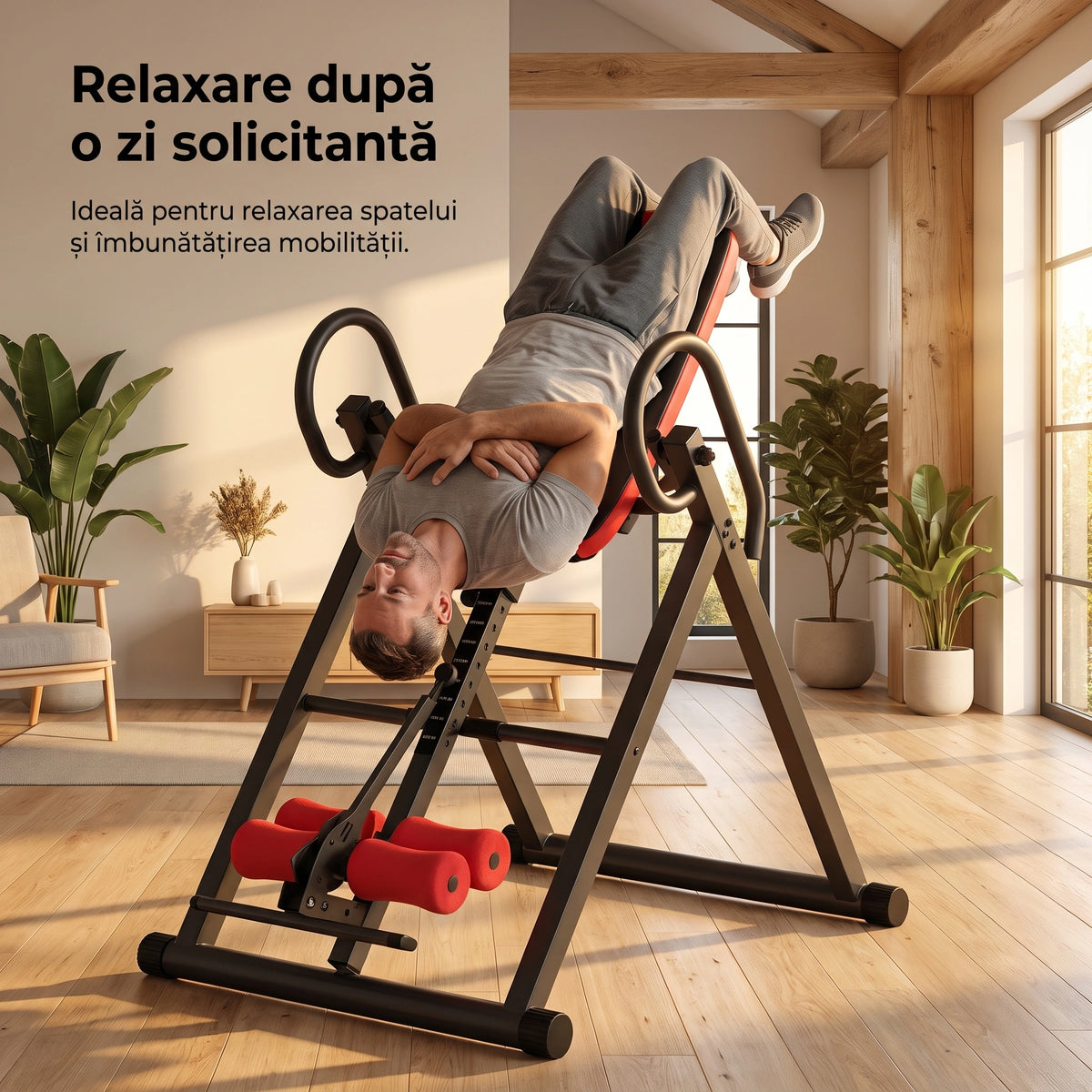 Masă de inversie reglabilă, negru și roșu, imaginea 6