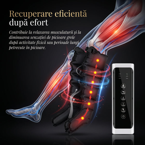 Aparat presoterapie picioare cu drenaj limfatic si anticelulita, 6 compartimente, Negru – imaginea 4