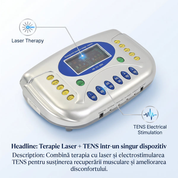 Aparat fizioterapie tot corpul: TENS, EMS, Laser, Ultrasunet, 12 programe cu papuci reflexo – imaginea 2