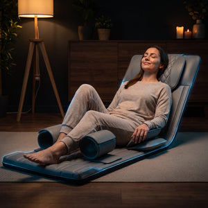 Saltea de masaj Shiatsu cu încălzire pentru corp întreg, în gri