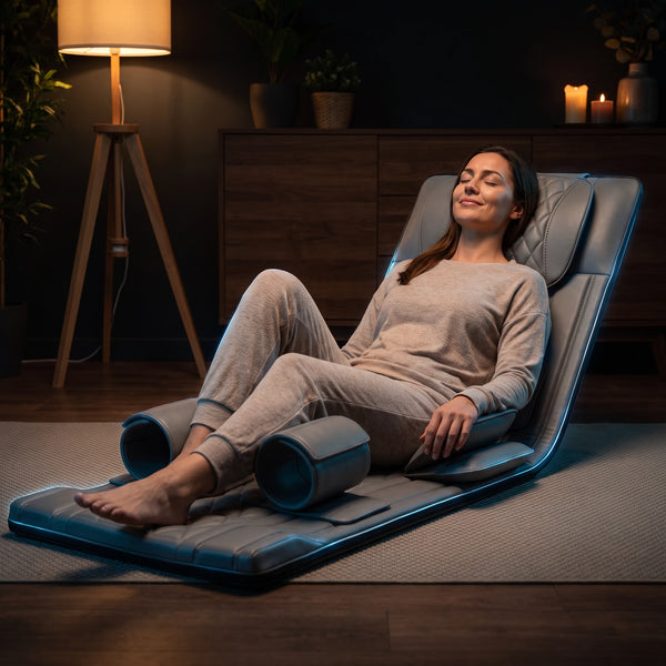 Saltea de masaj Shiatsu cu încălzire pentru corp întreg, în gri