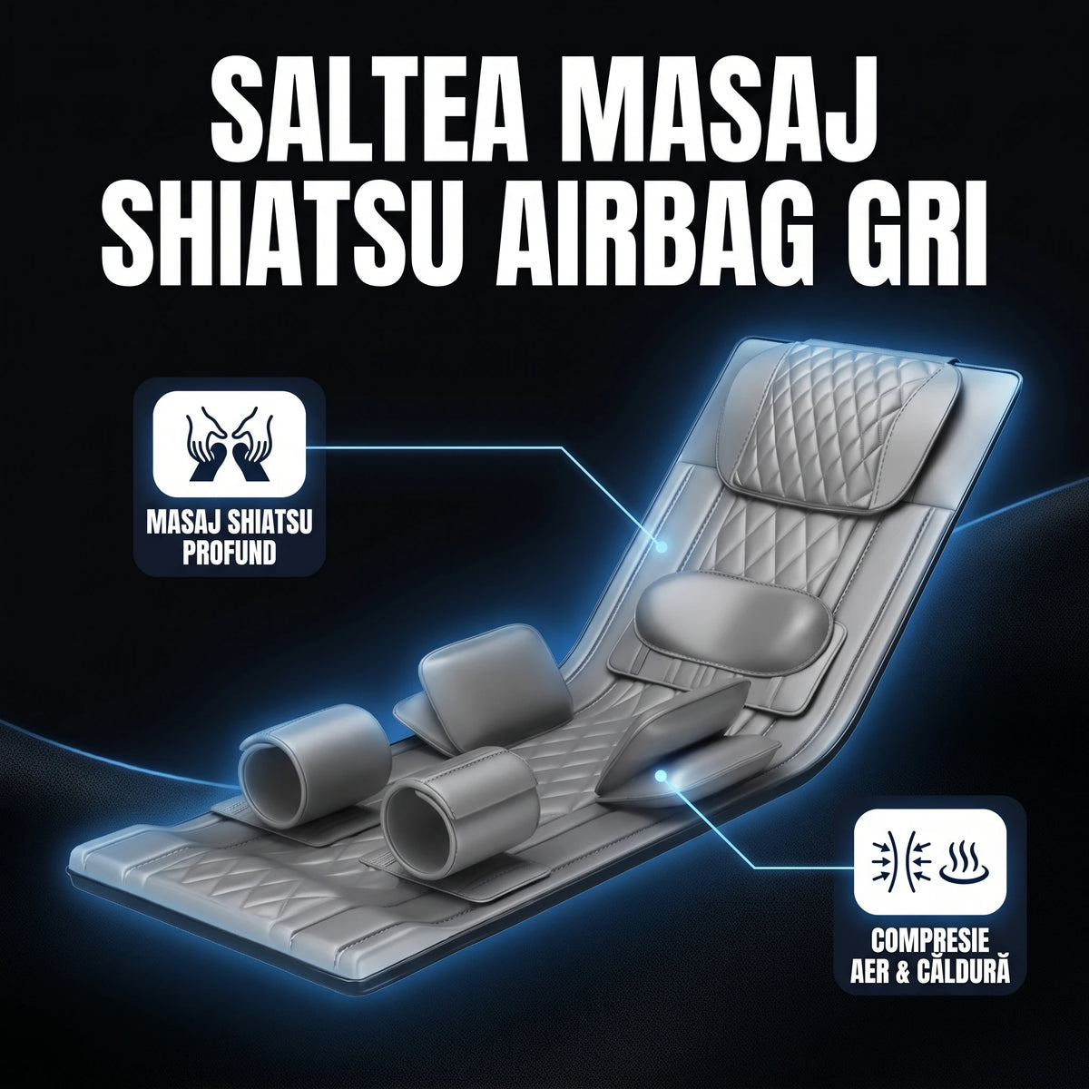 Saltea masaj corp întreg Shiatsu cu airbag, imaginea 4