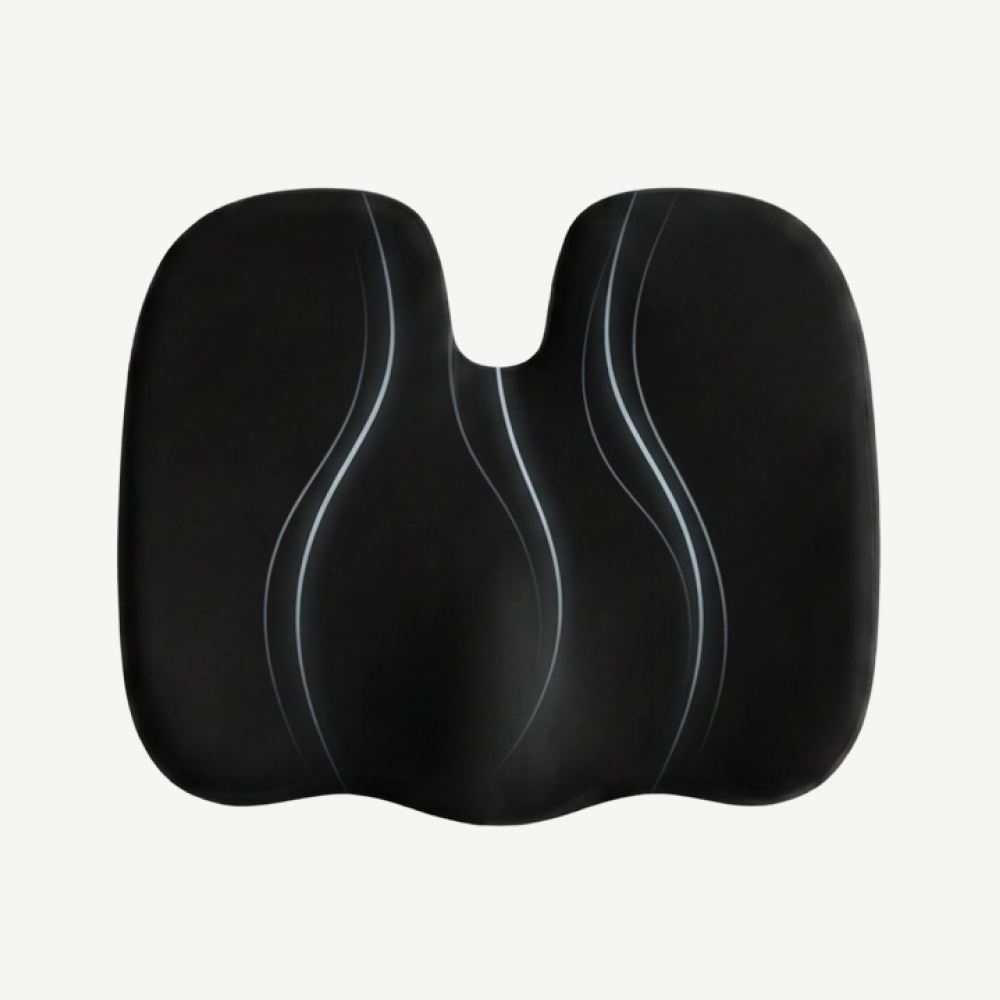 Perna ortopedica sezut memory foam cu strat gel racoritor detasabil, husa catifea, Negru