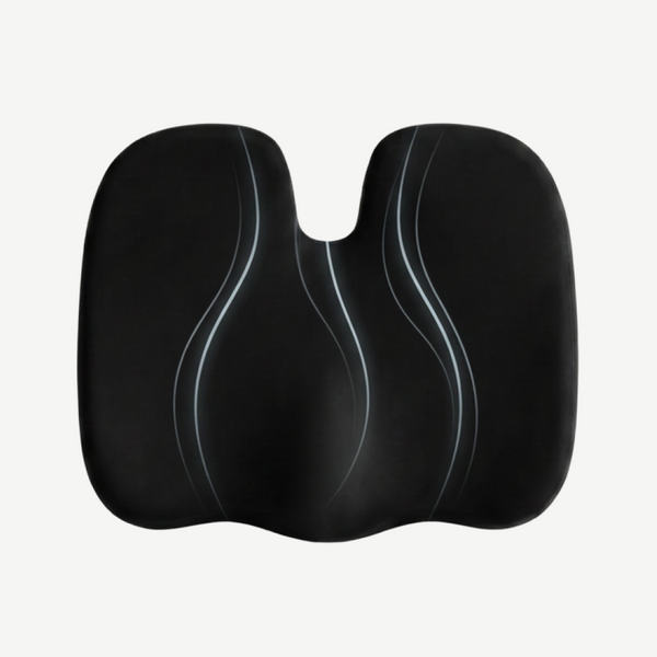Pernă ortopedică de șezut neagră, din memory foam cu strat de gel