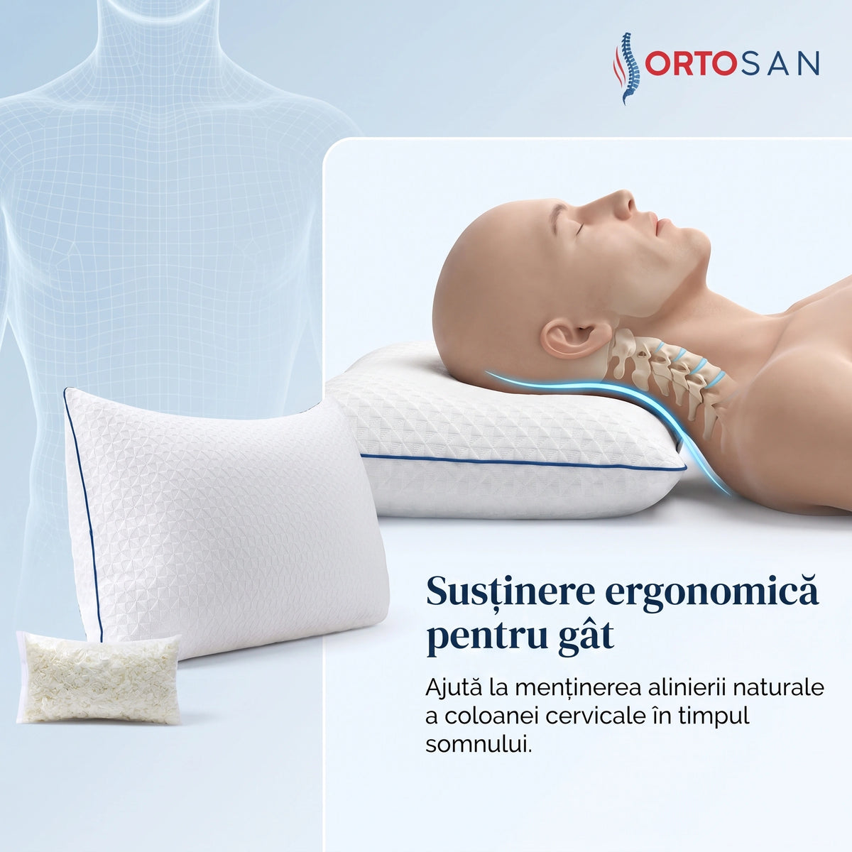 Perna CERVI-SAN King Size cu spumă cu memorie mărunțită