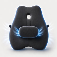 Perna lombara memory foam cu suport reglabil, husa catifea, Negru