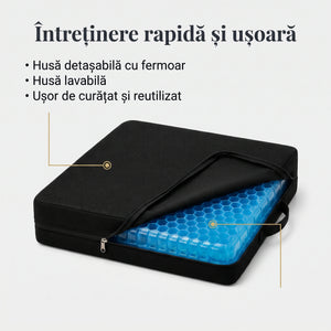 Perna ortopedica sezut gel silicon tip fagure, husa detasabila lavabila – imaginea 2