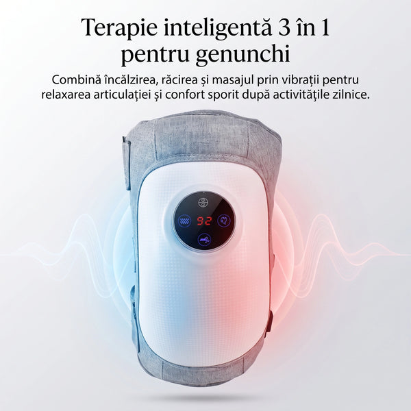 Aparat masaj genunchi 3-in-1 cu compresie aer, incalzire si vibratii, Gri – imaginea 2