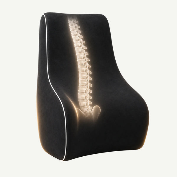 Pernă lombară memory foam ORTO SPINAL neagră, cu husă din catifea