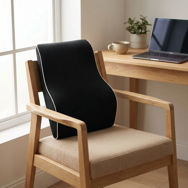 Perna lombara memory foam ORTO SPINAL, husa catifea, Negru – imaginea 4