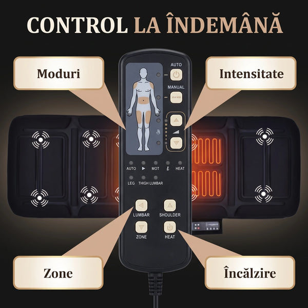 Saltea masaj corp întreg cu încălzire și 10 motoare, imaginea 4