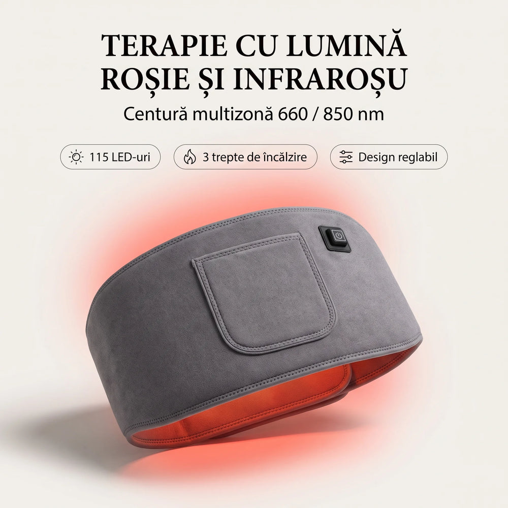 Centura infrarosu multizona cu terapie termica si lumina rosie 660/850 nm, 115 LED-uri, 3 trepte