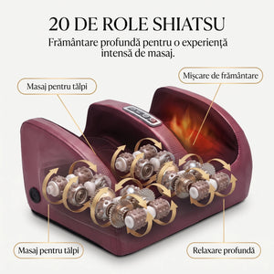 Aparat masaj picioare Shiatsu cu 20 role, vișiniu, imaginea 10