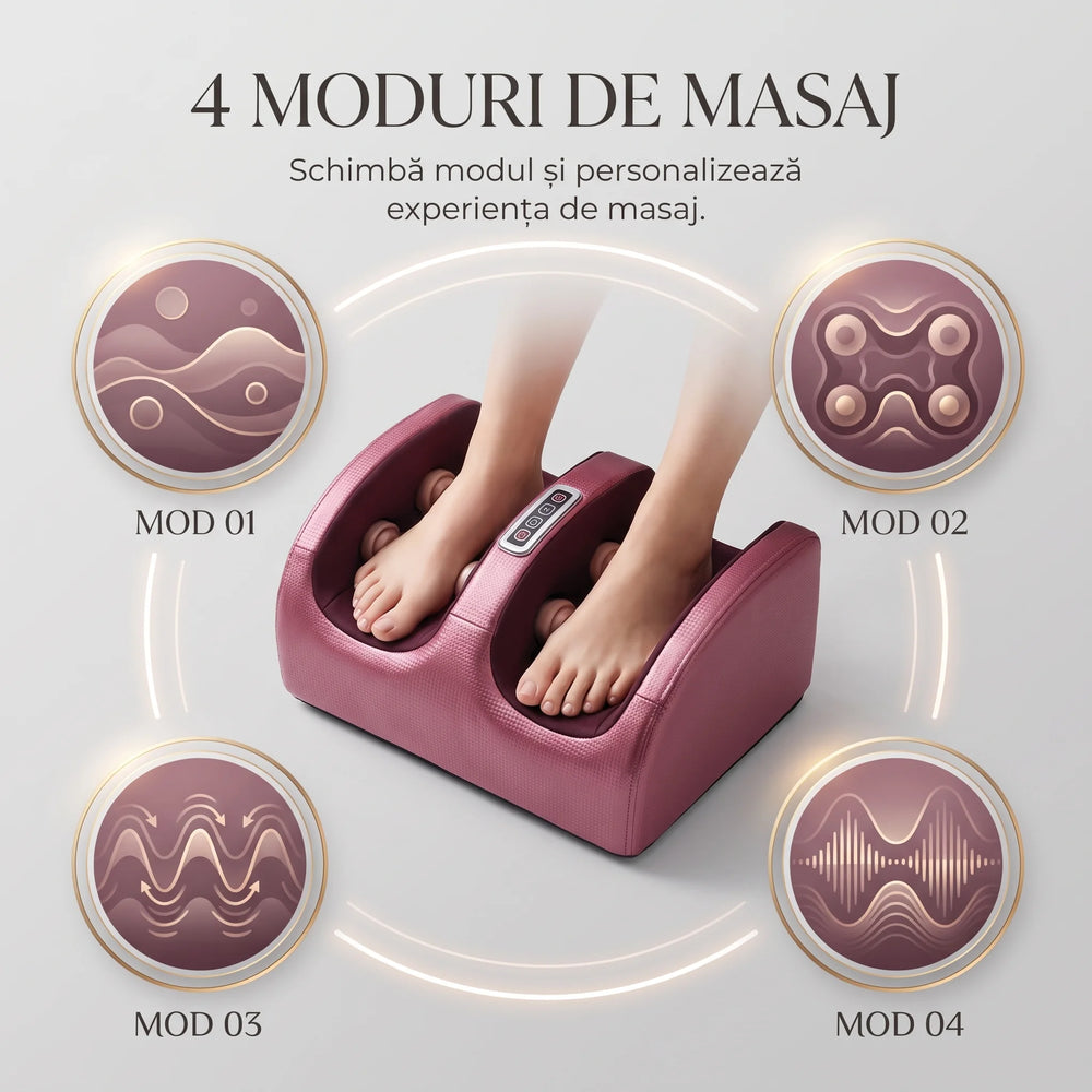 Aparat masaj picioare Shiatsu cu 20 role, vișiniu, imaginea 5