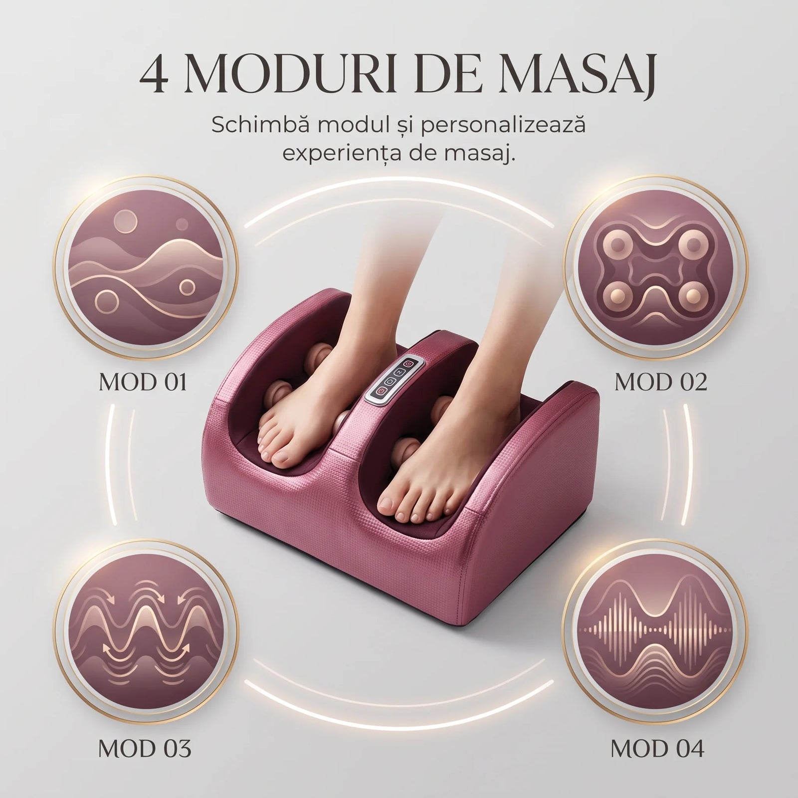 Aparat masaj picioare Shiatsu cu 20 role, vișiniu, imaginea 5