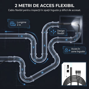 Cameră endoscopică tip șarpe cu 6 LED-uri, imaginea 5
