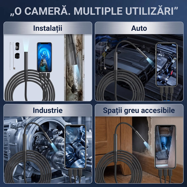 Cameră endoscopică tip șarpe cu 6 LED-uri, imaginea 8
