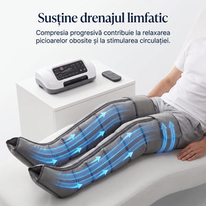 Aparat masaj pentru picioare, masaj compresie aer, presoterapie, Drenaj Limfatic, 6 moduri masaj, 8 camere, 8 niveluri, control telecomanda – imaginea 5