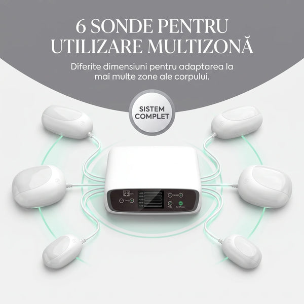 Aparat de magnetoterapie cu 6 sonde, în alb