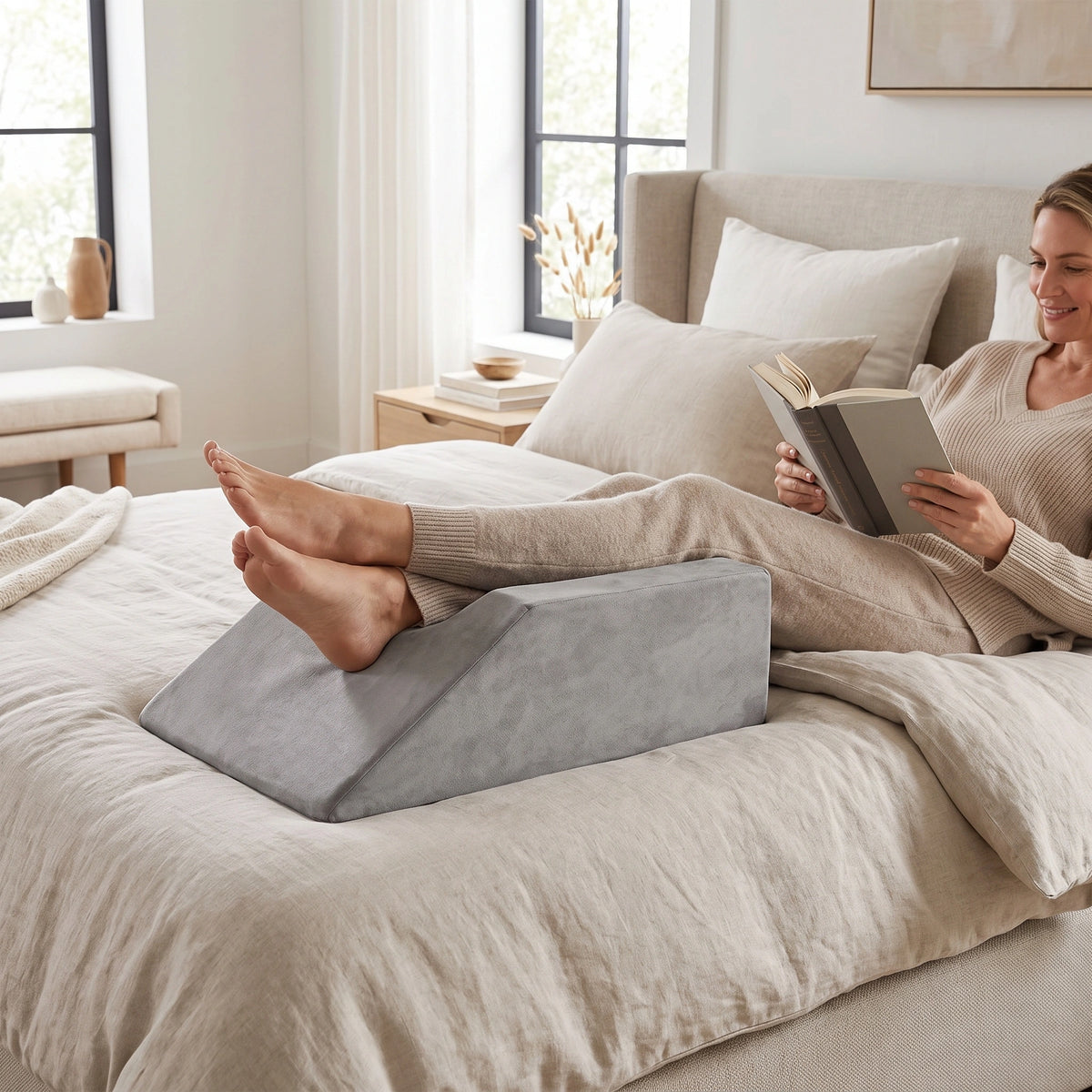 Pernă ortopedică ridicare picioare memory foam 45°, imaginea 6