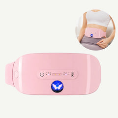 Centura cu Masaj si Incalzire, pentru Dureri Menstruale, Lombare, 3 niveluri de caldura, 3 moduri de masaj prin vibratii, portabila, incarcare USB, fara fir, roz